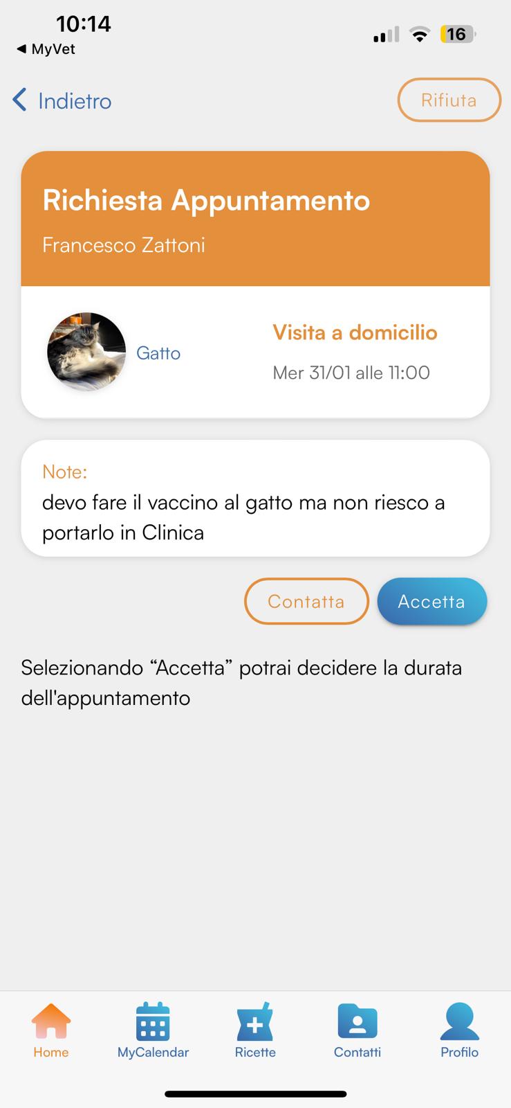 Schermata app MyVet 1