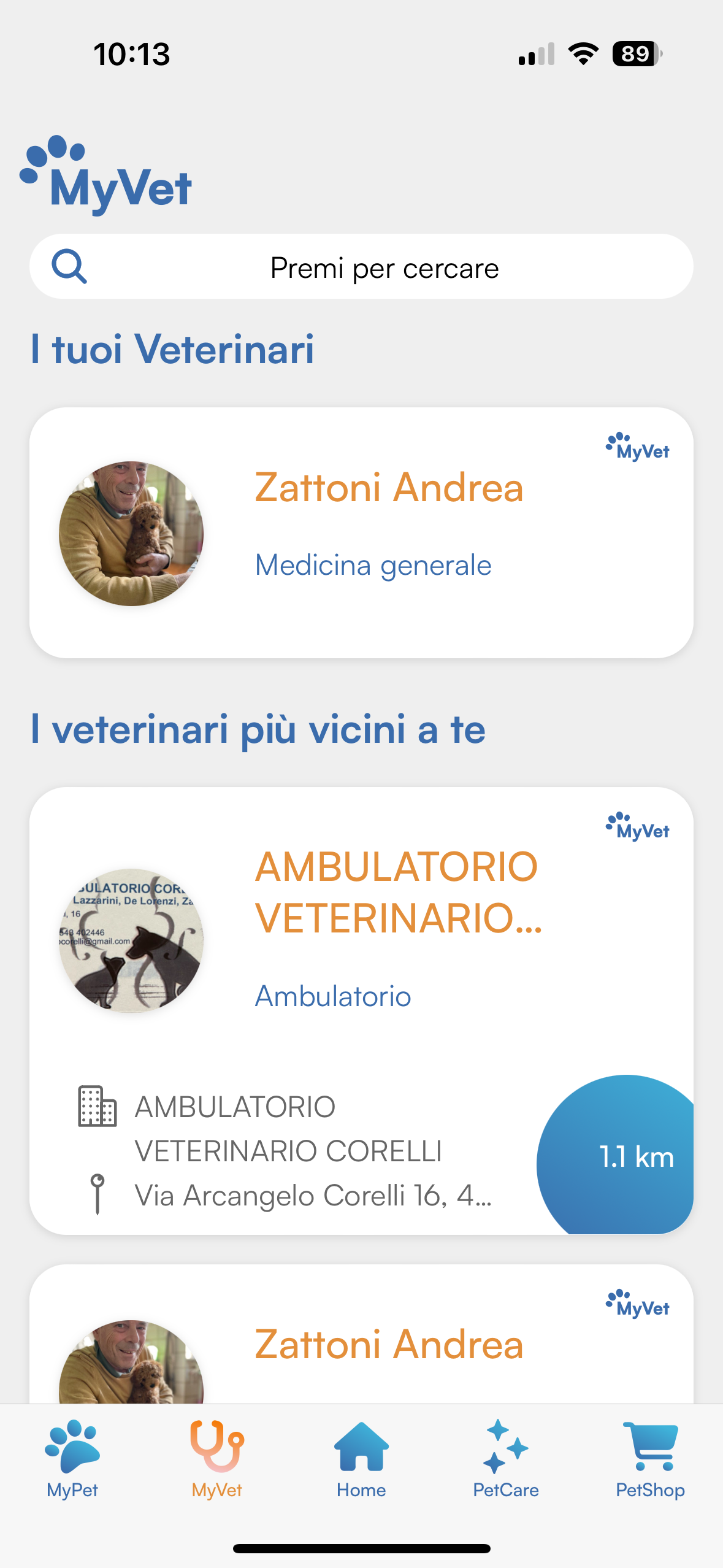 Schermata app MyVet 5